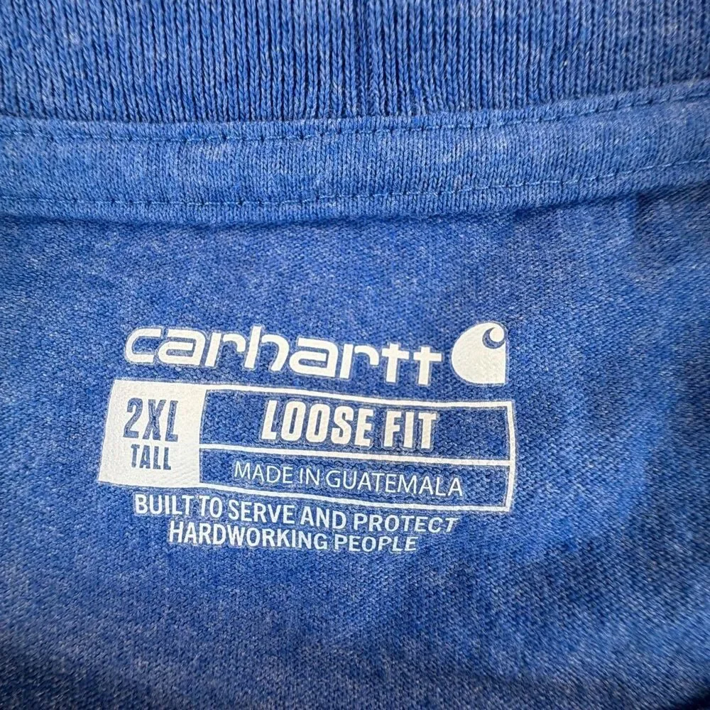 Carhartt Pocket T-Shirt Men’s 2XL Tall Blue Loose Fit Workwear Tee